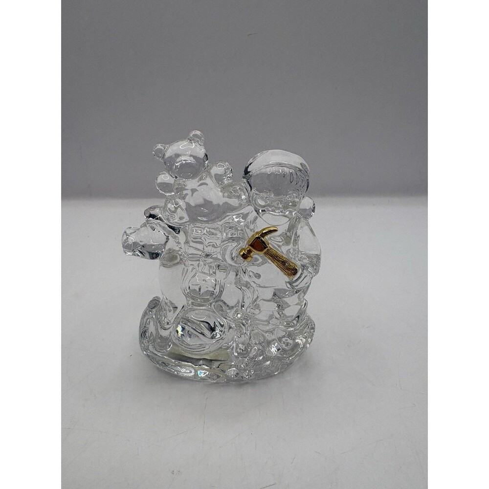 Waterford Marquis Crystal Santa’s Workshop Figural • with Gold Hammer Rocking